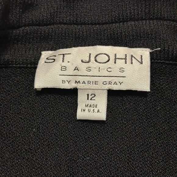 St John Collection Knit Black Button Blazer with Pockets Size 12 - Picture 6 of 9